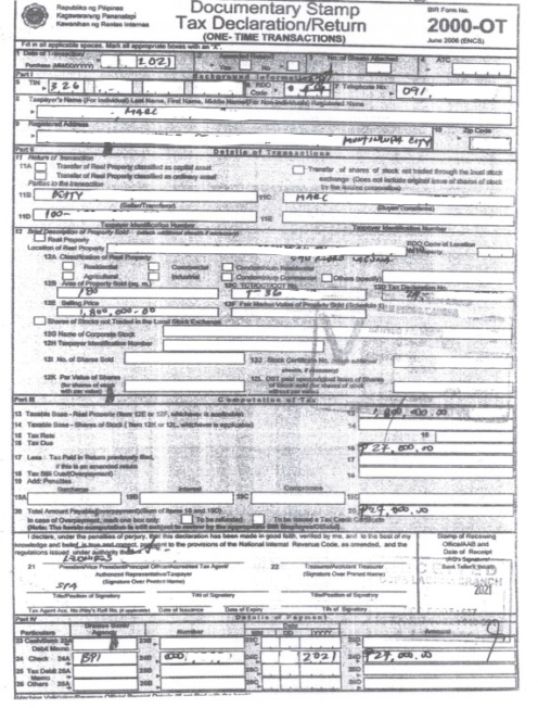 DST Declaration Return BIR Form 2000 OT The Real Estate Group Philippines expressexpense-custom-receipt-maker-online-receipt-template-tool