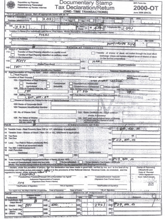 DST Declaration Return BIR Form 2000 OT The Real Estate Group Philippines dst-declaration-return-bir-form-2000-ot-the-real-estate-group-philippines